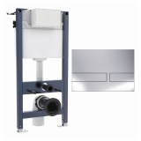 Cutout image of Crosswater 980mm Wall-Hung Cistern Frame & Venue Chrome Dual Flush Plate
